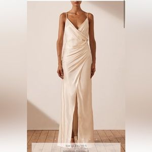 Shona Joy LA LUNE CROSS DRAPED MAXI DRESS - CREAM